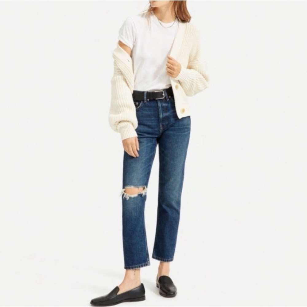 Everlane Dark Blue High-Rise Straight Jeans